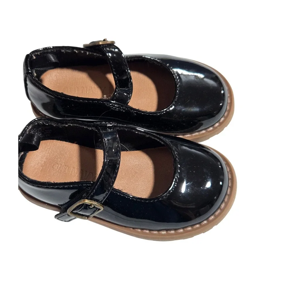 Old Navy Black Patent Mary Jane Buckle Toddler‎ Shoes Girls Size 6